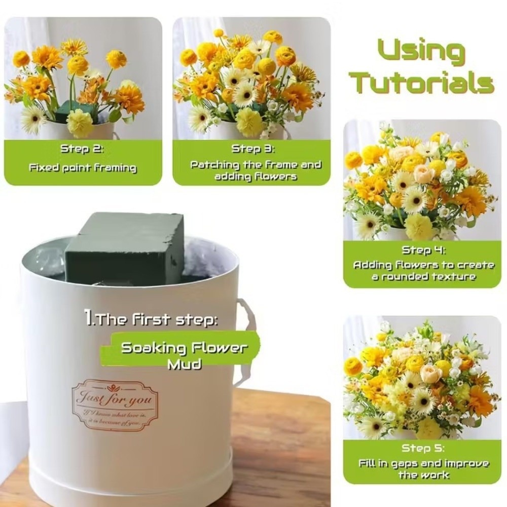 Bouquet Holder Foam - Green Flower Arrangement Foam Absorbent Rectangle